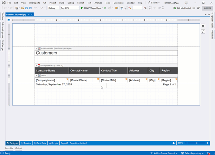 AI-powered Test Data - Visual Studio Report Designer, DevExpress
